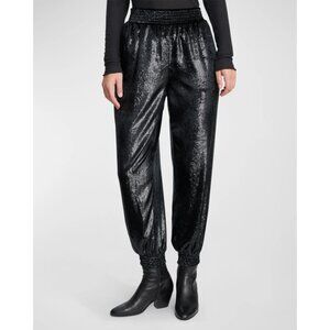 NWOT 7 For All Mankind black sequin casual trackpants inspired pants, S